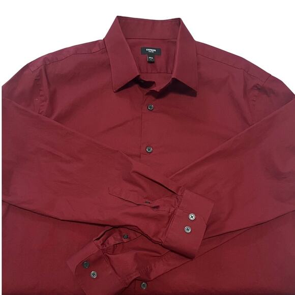 Men's Express Burgundy Button Down Shirt - Picture 5 of 5